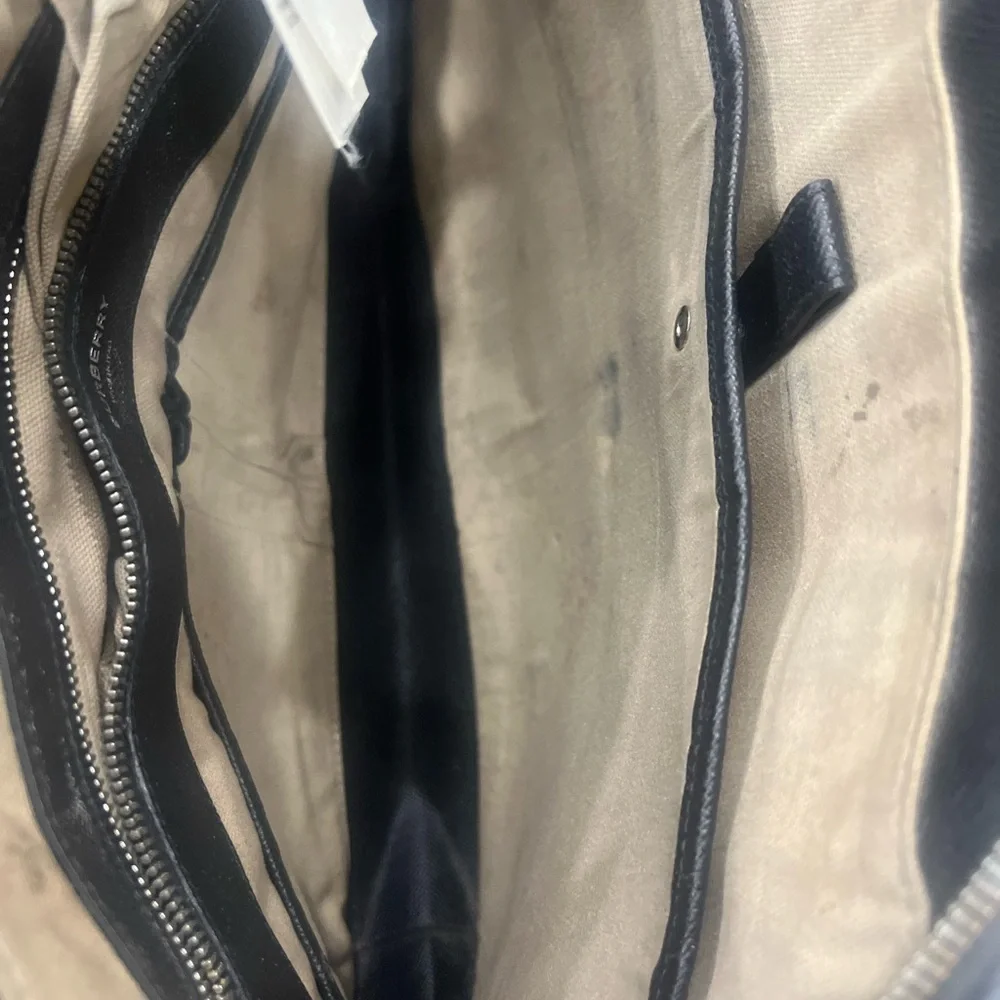 Burberry unisex black leather briefcase bag